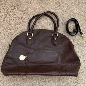 The Limited Brown Leather Shoulder Bag with Gold Hardware